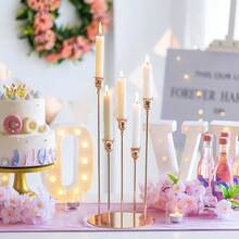 金属烛台套装，桌面婚礼主题烛台，适用于圣诞节、万圣节、复活节、感恩节、家居和酒店装饰 - 油饰（不含蜡烛）