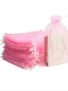 5/10/20/50/100pcs Multi-Color Fashion Gift Packaging Bags, Gift Bags, Household Items, Nylon Storage Bags, Holiday Party Supplies, Wedding Supplies, Gift Decoration Packaging - Pink - View 3