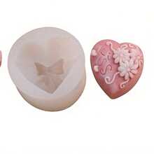 4 قوالب سيليكون بشكل قلب، مجموعة قوالب شمع وصابون بموضوع الحب، طقم صنع شمع وصابون للزفاف بنمط وردة وفيونكة، قوالب سيليكون قلب إبداعية لعيد الحب - أبيض - مشاهدة 10