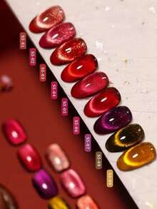 12ML Capacity 2025 New Valentine's Day Gift, Summer And Autumn Passionate Dragon Fruit Pink, Porcelain White, Red Light Cat Eye Gel Nail Polish. Autumn And Winter Colors Feature Fine Glitter Pink Magnetic Nail Beauty, Paired With Base Coat And Top Coat, Requires UV Light. Plant-Based Gel 8-Color Set Suitable For Beginners, Home, Office, Commuting, Dating. , Virus-Free, Hot-Selling Salon-Grade Style With 28-Day Wear.