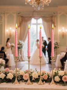 Bộ nến xoắn ốc 10 inch Giáng sinh, Đế nến xoắn không mùi, Nến thon mỏng không nhỏ giọt dùng để trang trí tiệc ngày lễ, Quà tặng Giáng sinh, Nến Giáng sinh, Hương thơm Giáng sinh, Trang trí mùa thu, Đám cưới, Trang trí Giáng sinh, Quà tặng cho phụ nữ - Hồng - Xem 3