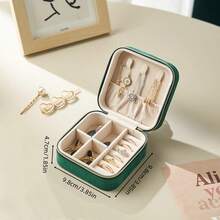 صندوق مجوهرات مخملي متعدد الوظائف ذو طبقتين بمقاس 16*11*5 سم، منظم تخزين المجوهرات مع حامل الأقراط، هدية مثالية لعيد الحب وبداية العام الدراسي - متعدد الألوان - مشاهدة 16