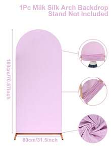1pc 80*180cm Elastic Arch Backdrop Cover, Beige/Ivory/Light Pink Party Backdrop Cloth, Wedding Arch Cover, Wedding Party Arch Cloth Panel, Backdrop Decor, Suitable For Birthday, Party, Bridal Shower, Gender Reveal, Garden Outdoor Ceremony, Holiday Gift, Back To School, Washable And Reusable (Arch Stand Not Included) - Multicolor - View 13