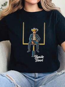 1Pcs,2026,Benito Bowl Here For The Benito Bowl Show Benito Bowl 2026 Shirt Half Time Show Football Party Game,Vintage Summer Tops For Women - 黑4 - 查看 5