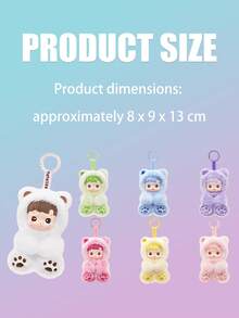 1pc POP MART HACIPUPU Plush Teddy Bear Soft Candy Keychain Blind Box, Cute Animal Pendant Decoration For Bag (1 Single Box)