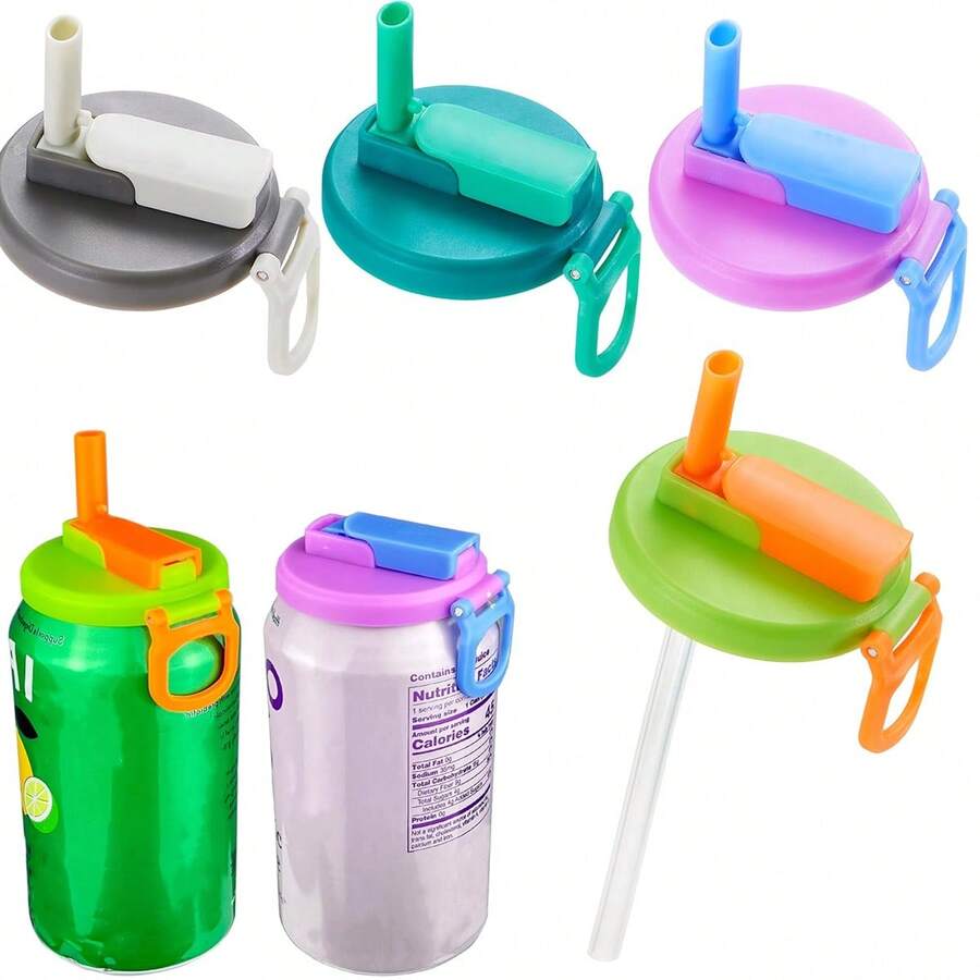 1pc Can Cup Lids Soda Can Lids Straw Soda Can Lids Reusable For Soda Water, Drinks, Juice, Soda Water Can Covers, Party Supplies Set - Multicolor - View 1