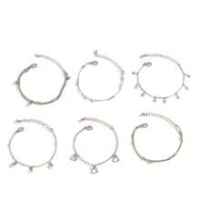 6 件套，酷炫朋克风格，包括心形和星形吊坠、珠链和配套金手链。 - 彩色 - 查看 6