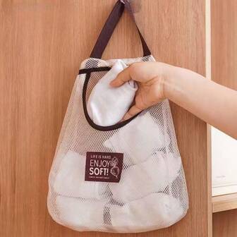 Breathable Mesh Hanging Storage Bag, Wall-Mounted Storage Bag, Convenient For Wardrobe Storage, Suitable For Storing Underwear, Socks, Clothes, Cosmetics, Towels, Fruits, Vegetables, Kitchen Trash Bags, Applicable To Various Room Types, Over-The-Door Organizer Rack, Space-Saving Shoe Rack