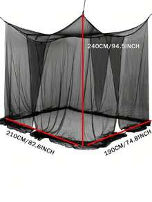 1件纯色蚊帐，大号蚊帐，四角蚊帐 - 74.8*82.6*94.5 英寸，无需电源或支架，四面开口，1件装（不含支架）床罩蚊帐，适用于卧室、客房、宿舍 - 彩色 - 查看 8
