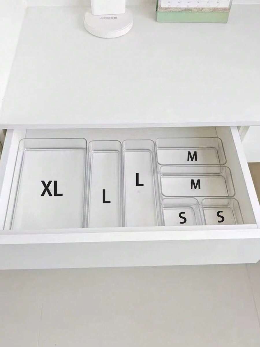 8 Stücke/4 Stücke Desktop Make-up Organizer Set, Kombination aus transparenten Kunststoff Schubladen Aufbewahrungsboxen, Schminktisch Organizer, elegante Aufbewahrungsbox, Schubladenteiler Organizer, geeignet zum Aufbewahren von Kosmetik, Schmuck, Küchenutensilien, Schlafzimmer, Badezimmer, Büro, Party Schubladen (2/3/4/5/6/7/8/9/10 Sets) - Transparent - Übersicht 1