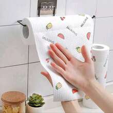 1 Roll (50/100 Sheets) Slouchy Rags, Disposable Kitchen Towels, Washable Dish Towels, Rags, Non-Stick Oil Rags, Degreasing Wipes, Household Rags, Drying Cloths, Cleaning Supplies, Cleaning Tools ( Random Printing)