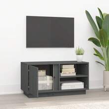 Mobile porta TV vidaXL, grigio, 80x35x40,5 cm, in legno massello di pino. - Cammello - Visualizzare 3