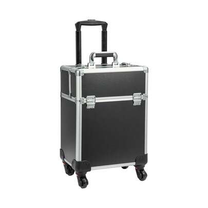 Travel-Friendly Makeup Organizer Cart – Durable Aluminum Rolling Case With Removable Beauty Box, Smooth-Glide Wheels,