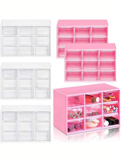 1个9格收纳盒，带9个小抽屉，适用于桌面收纳，可用于客厅、卧室、宿舍等多种场合。这是一款时尚的小物件收纳盒，适合存放珠宝、发饰、文具、节日礼物、家居装饰品等。