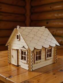 1 Pc Wooden Cottage, DIY Assembly Required, Halloween, Christmas, Thanksgiving Gift, Garden Corner Plant Decor, Wooden Craft Set - Multicolor - View 9