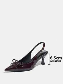 Jin Bei Qi Sandalias de tacón de aguja con decoración de lazo, estilo minimalista de alta gama para mujer. Zapatos elegantes, lujosos, de moda y sexy para fiestas, banquetes y eventos formales, color rojo vino.