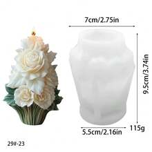 1pc Floral Bouquet Silicone Candle Mold, DIY 3D Multi-Layer Flower Candle & Fragrance Stone Craft Making Mold - White - View 10