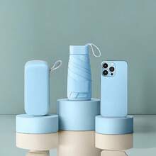 Black Windproof And Waterproof Folding Umbrella, Suitable For Business People's Travel, Sturdy Windproof Travel Umbrella, Aluminum Umbrella Pole, Black, Lightweight, Strong Ultraviolet, Foldable, Compact, Portable, Rainproof, Sunscreen.