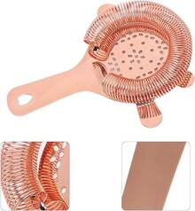 Colador de cócteles, colador de barra colador de bebidas de acero inoxidable colador de líquido filtrado accesorios de barra de cócteles para bar en casa (Gold) - Oro rosa - Ver 7