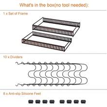 Estante para ollas: organizador extensible para armarios, soporte para tapas con 10 compartimentos ajustables para utensilios de cocina, armarios de cocina y rejillas para freír. - Negro - Ver 9