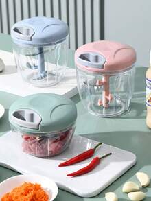1pc Manual Food Processor, Portable Hand-Pull Garlic Onion Chopper, Rope-Style Vegetable Chopper, Can Be Used To Chop Ginger, Chili, Vegetables, Fruits, Nuts, Herbs, Also Can Be Used As Manual Meat Grinder, Rotary Onion Mincer, Vegetable Chopper, Creative Fruit Grinder, Meat Grinder, Portable Hand-Pull Meat Grinder, Pull-Cord Style Manual Food Processor, Suitable For Home/Restaurant Kitchen - Multicolor - View 4