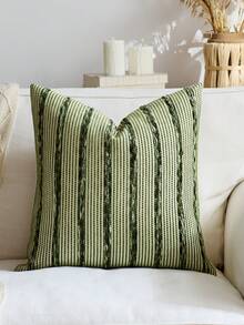 1/2 Vỏ gối kẻ sọc xanh ô liu và xanh cỏ, Vỏ gối nhung họa tiết trang trại Bohemian, Vỏ gối màu trung tính dùng cho ghế sofa, giường, phòng ngủ, phòng ăn, tiệc tùng, trang trí, thích hợp cho mùa xuân, mùa thu và mùa đông - Nền xanh cỏ + xanh ô liu - Xem 12