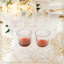 Pcs Plastic Wine Glasses 9 Oz Clear Ribbed Coupe Vintage Goblets Unbreakable Reusable Water Drinking Glasses For Wedding Bar Event Party Festival Grand Plies - 無色 - 查看 5