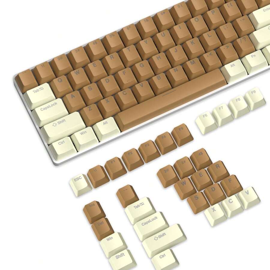 ATTACK SHARK Bộ keycap ABS Double-Shot tùy chỉnh 104 phím, Hồ sơ OEM, Tương thích với bàn phím cơ TKL 61/68/87/98/100/104 phím, 60% & bàn phím cơ kích thước đầy đủ, Phù hợp với công tắc Cherry MX/Gateron//Outemu Cross-Type, Bố cục Hoa Kỳ - Nhiều màu - Xem 1