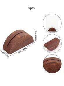 5pcs Wooden Table Number Holders, Semi-Circle Wooden Table Card Stands, Suitable For Weddings, Restaurants, Banquets, Birthday Parties, Reusable As Photo Frames Or Menu Holders - Multicolor - View 3