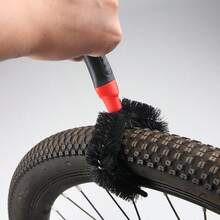 Bicycle Tire Cleaning Brush - Heavy-Duty Bike Chain, Rim, Wheel, Hub, Gear Brush - Efficient Dirt, Grime, Grease Removal - Compatible With Road, Mountain, Hybrid, Cruiser Bicycles - Durable Construction For Professional & Home Bike Maintenance - Black - View 3