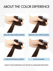 10pcs Mini Tape-In Hair Extensions, Real Human Hair, 12-22 Inch Straight, Invisible Seamless Adhesive, Suitable For Women, Christmas Gift - Multicolor - View 10