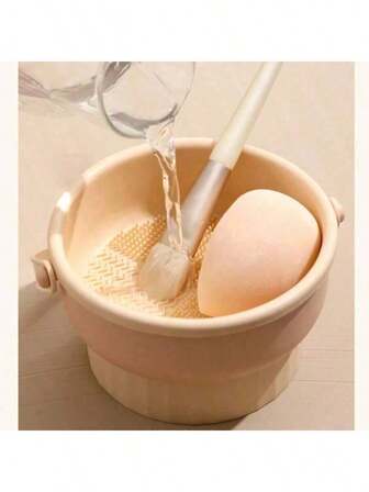 2pcs Silicone Foldable Purple Makeup Brush Cleaner For Beauty Tools & Cosmetic Puffs, Makeup Sponges Cleaning Bowl,Powder Puff Beauty Egg Cleaning Silicone Bowl Cleaning Mat, Household Essentials,Hypoallergenic, Fragrance-Free, Manual Operation, Battery Free, Deep Cleaning And Preservation Powder Puff, Brush Cleaning Tool