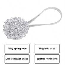 QY- Yosoo Cortina Flor de Amarre Magnético Clips de Cortina Hebilla con Cuerda de Alambre Elástica Dispositivo de Atracción Hebilla Corbata Creativa Cortina de Diamante Encuadernación Europa Tipo # 2 -6194 - 2 - Ver 7