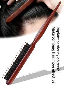 1支尼龙发梳，光滑背梳，柔软刷毛，可将浓密卷发梳成光滑的马尾辫或发髻 - 宽齿尖尾梳，用于分区和分缝，美发造型套装，美发工具套装，美发造型工具，发饰 - 彩色 - 查看 9