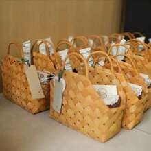 1个带提手的编织篮，多用途收纳盒，适用于家居装饰、婚礼回礼和礼品包装、婴儿派对礼物、纪念品篮、木质礼品篮、包装篮、收纳篮、创意礼品展示 - 彩色 - 查看 7