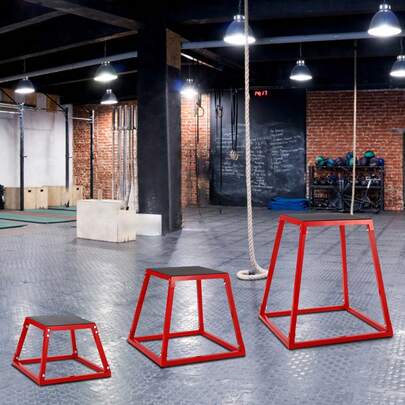 TEQIN Plyometric Jump Box,Steel Plyometric Platform And Jumping Box,12/18/24/30 Inch Plyo Box,Anti-Slip Fitness Exercise Step Up Box For Home Gym Training,Conditioning Strength Training