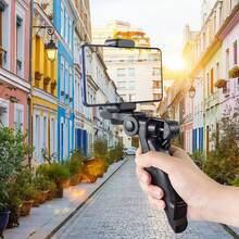 1 suport negru pentru telefon mobil, suport trepied portabil rotativ la 360°/stick selfie, mâner cu clemă dintr-o singură bucată, operare manuală convenabilă și depozitare/transport ușor - Negru - Vizualizare 3