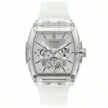 Guess Đồng hồ đeo tay nam thời trang, vỏ trong suốt, máy quartz Nhật Bản, chống nước 50M, đa chức năng, hiển thị ngày, kiểu dáng thể thao thường ngày, quà tặng kèm hộp đồng hồ chính hãng GW0203G1 - Trong sáng - Xem 10