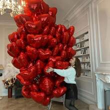 50/10Pcs Wedding Decoration Love  Foil Balloons Valentine's Day Couple Romantic Proposal Christmas DIY Birthday Party Ornament Balloon - Đỏ - Xem 4