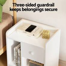 Artiss Bedside Table Drawer Nightstand Side End Table Storage Open Shelf White - 白色 - 查看 5