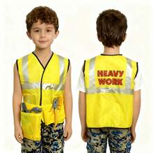 B.B.STUDY 8pcs Construction Role Play Toy Set, Children's Pretend Play Toy Set, Engineer Costume Props, Includes 5pcs Construction Props, Overalls, Hat And Belt, Ideal For Multiplayer Games, Parties, Holiday Dress-Up, Perfect Gift For Boys, Surprise Toy, Suitable For Birthday, Party, New Year, Back To School Season And Other Occasions. - Yellow - View 10
