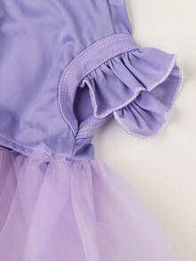 LUCKIE LABO 1pc Solid Color Cap Sleeve Cute Princess Style Tulle Dress, Suitable For Chihuahua, Small Dogs, Wedding Season, Pet Clothes For Indoor And Outdoor Use - Mauve Purple - View 7