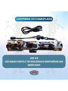 Lanterna Tática Led V3 Recarregável Camuflado Com Corta Cinto. - Camuflado - Visão 4