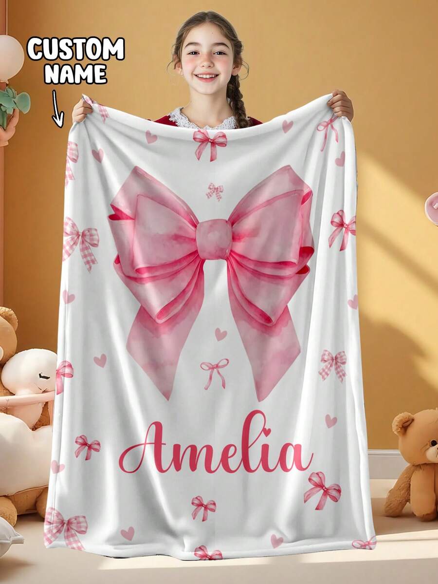 1pc Customized Personalized Blanket, Text Blanket, DIY Blanket, Patterned Blanket, Memorial Blanket. Tapestry, Photo Portrait Blanket Design, Suitable For Girls, Boys, Adults, Valentine's Day, Lightweight, Baby Blanket, Personalized Blanket, Personalized Photo Blanket, Personalized Throw Blanket, Personalized Baby Blanket