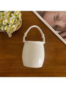 1pc Multi-Functional Ceramic Utensil Holder & Vase, With Handle Design Can Be Used As Flower Vase, Essential Kitchen & Home Utensil Organizer