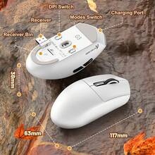 ATTACK SHARK Chuột chơi game không dây G3, Chuột chơi game ba chế độ 2.4G/BT5.2/USB-C, Cảm biến PAW3311, DPI 25.000, Trọng lượng nhẹ 59g, 5 nút có thể lập trình, Chuột chơi game có thể sạc lại 500mAh, PC - Nhiều màu - Xem 8
