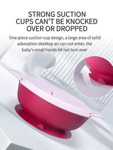 KUNT 1 pieza Conjunto de tazón de silicona para bebé con 3 en 1 con pajita, apto para alimentar sopa y comida complementaria