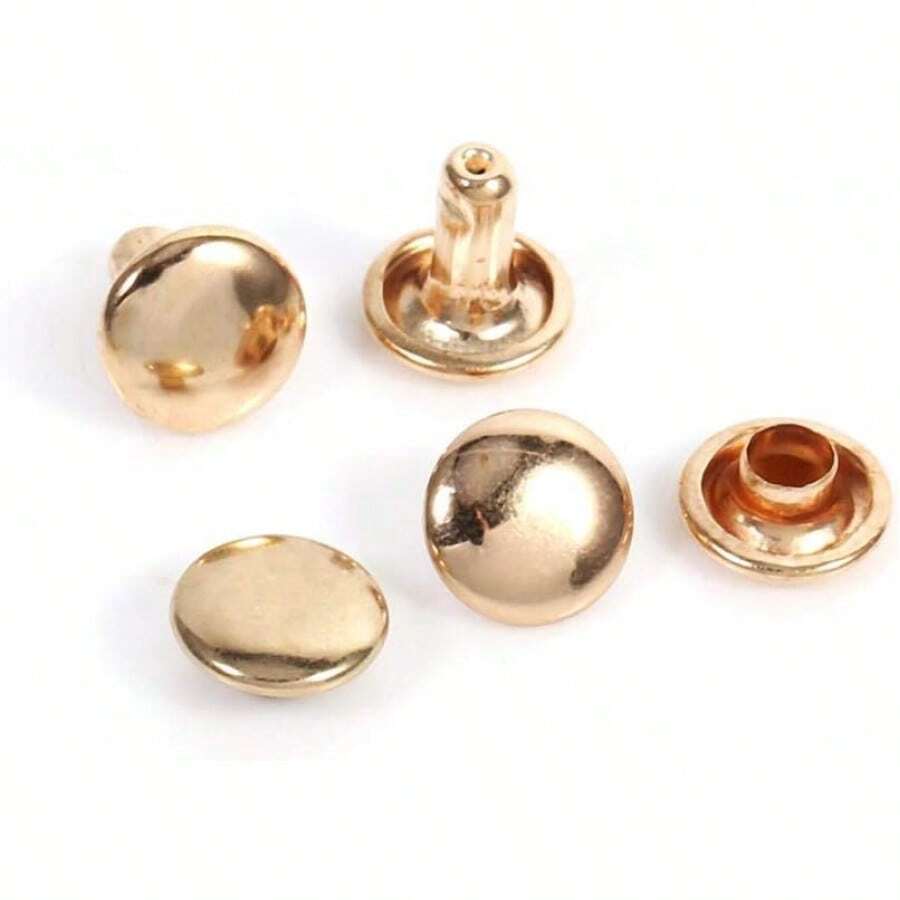 Remaches Dorados de Doble Tapa, Piezas, Tachuelas Metálicas para Cuero, 8 x 8 mm, Decoración de Ropa y Accesorios - 1 - Ver 1