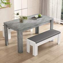 Dining Table, Contemporary Dining Table, Sturdy Dining Table, Table With Four Legs, Oak Wood Table, Rectangular Dining Table, Coffee/Leisure Table, Modern Simple Dining Table, Concrete Look [OLD SKU:WF312300AAB] - Grey - View 5