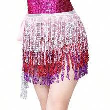 Halloween Outfits Belly Dance Glitter Sequins Tassel Skirts, Fashionable Dancing Waist Belt Skirts For Bellydance - Multicolor - View 7
